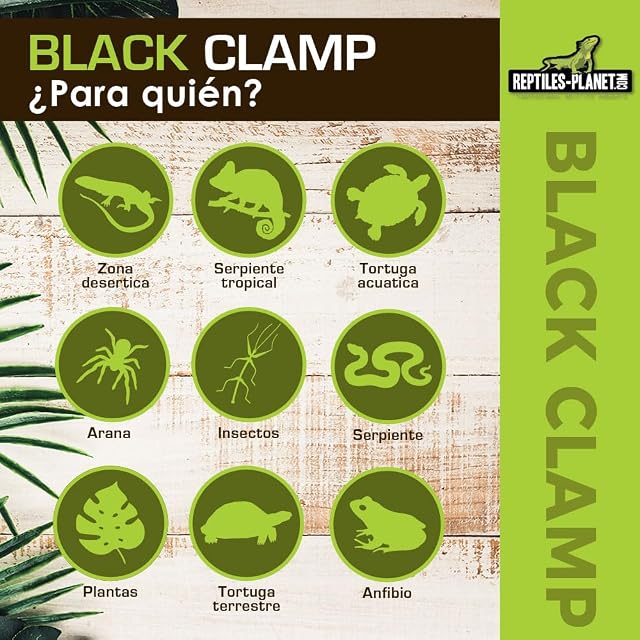 Foto 5 de 8 de Reptiles Planet Black Clamp 14 - Soporte de Bombilla con Pinza para terrario (14 cm de diámetro, 16 cm)