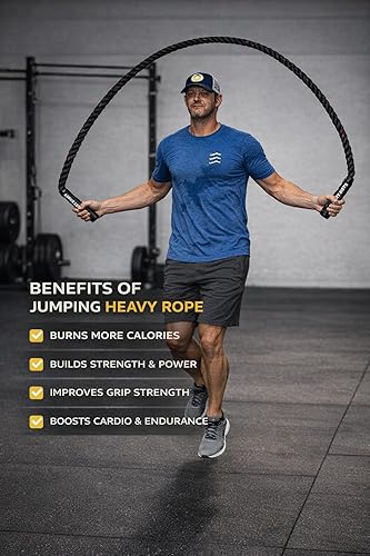 Miniatura 6 de Weighted Battle Jump Rope, 10 FT Twisted Training Rope w/Thick Easy-Grip Handles, Full-Body Cardio + Strength Conditioning Rope (Choose 3 lb / 6 lb