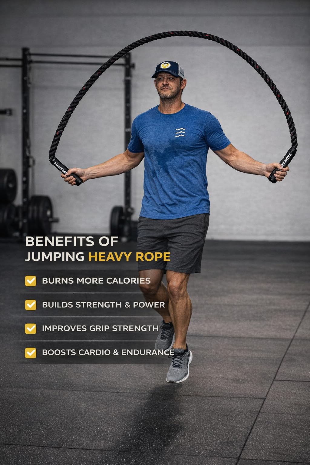 SGT KNOTS Cuerda de saltar de batalla trenzada – Cuerda de entrenamiento de fuerza pesada para fitness, crossfit, batalla (2 pulgadas x 10 pies, negro con trazador rojo)