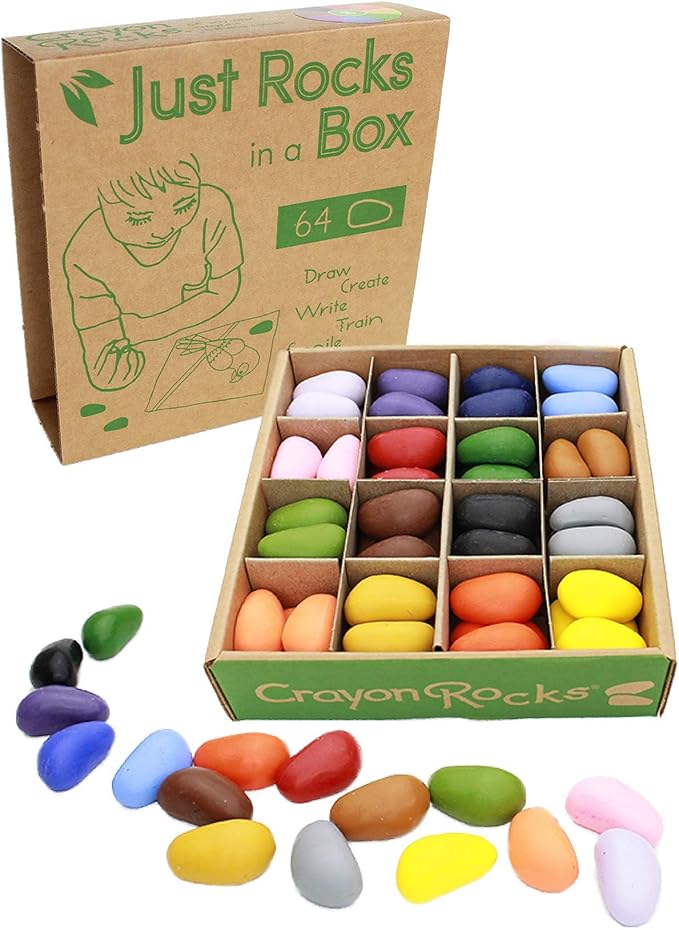 Crayon Rocks Just Rocks in a Box, 16 Colors, Tripod Grip