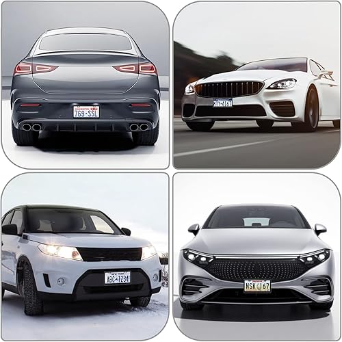 Vista 62 de Paquete de 2 marcos de matrícula brillantes para mujer, accesorios de automóvil con diamantes de imitación brillantes con tapas de cristal con Blanco