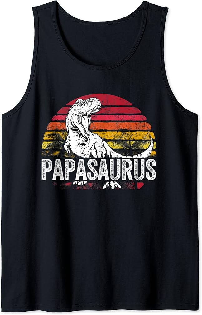 Father's Day Gift For Papa Papasaurus Dinosaur T Rex Grandpa Tank Top