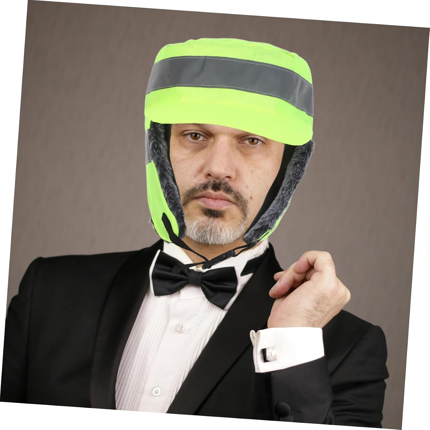 Reflective Thermal Warm Hat, 58-60cm Green Fleece Cycling Cap | Enhanced Visibility, Windproof Comfort, Minimalist Style, for Sports and Low-light Environments