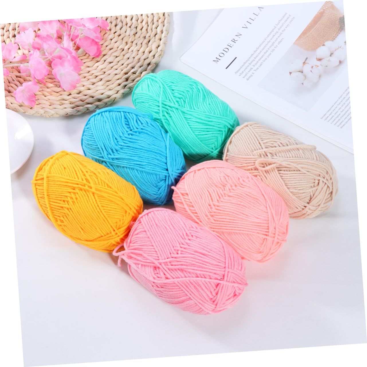 jojofuny Milchbaumwollgarn 12 Stück 50g Dickes Häkel und Strickgarn
