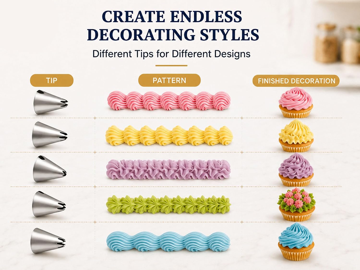 Piping Bags and Tips Set, Pastry Bag Cakes Decorating Supplies Kit