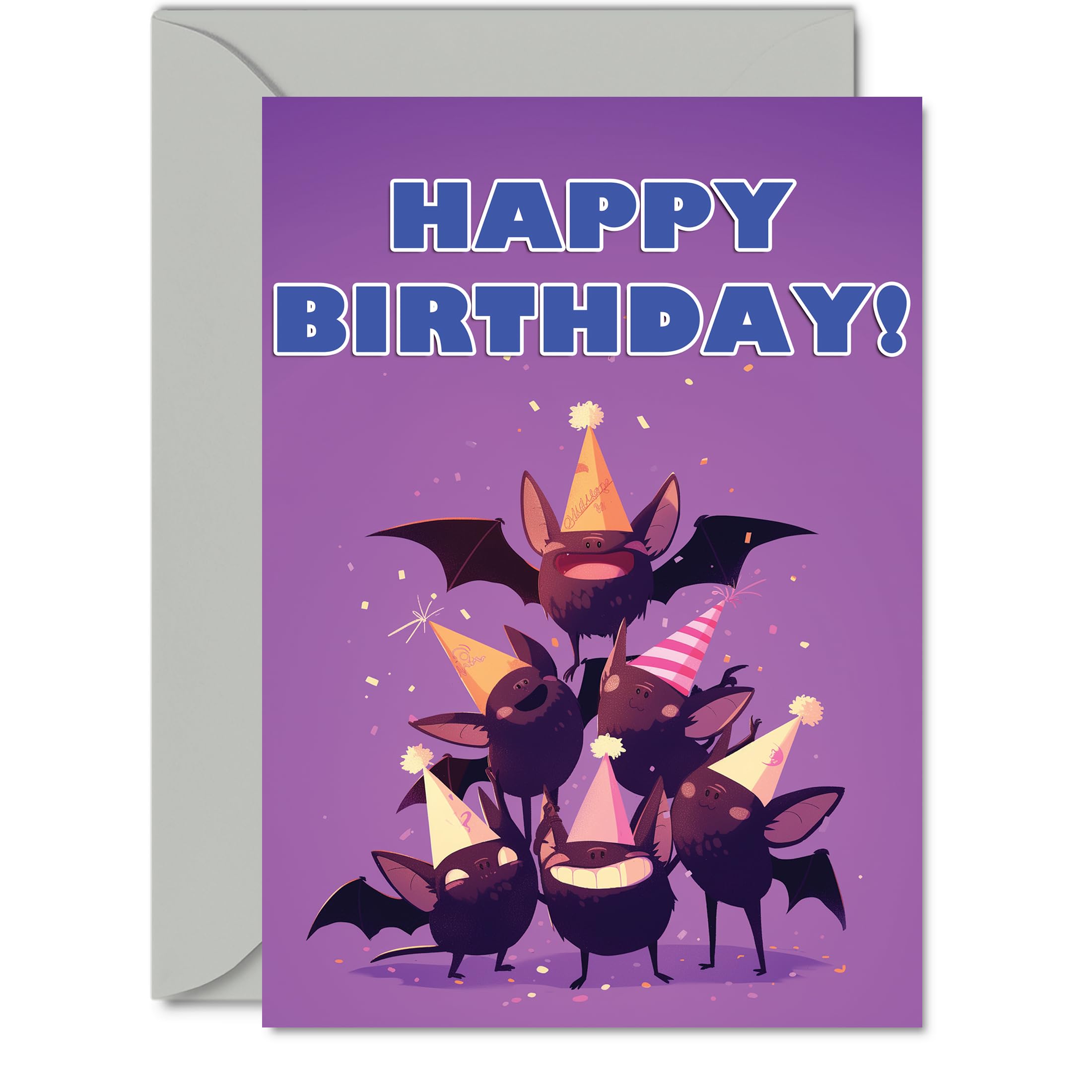 Bat Birthday Cards for Her Him - Party Animals Pyramid - Happy Birthday Card for Mum Dad Brother Sister Auntie Uncle Cousin Friend Family Colleague A5 Bday Greeting Cards