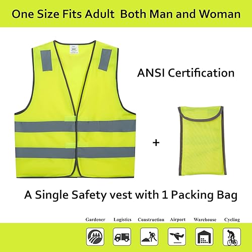 Miniatura 9 de Chaleco de seguridad con bolsillos paquete de 10 a granel chaleco de trabajo de construcción reflectante amarillo de alta visibilidad ANSI Clase 2