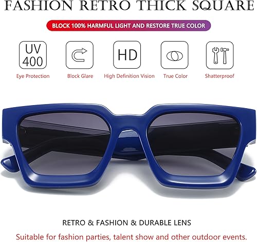 Miniatura 9 de AIEYEZO Gafas de sol cuadradas para mujeres y hombres marco grueso gafas de sol simples estilo diseñador