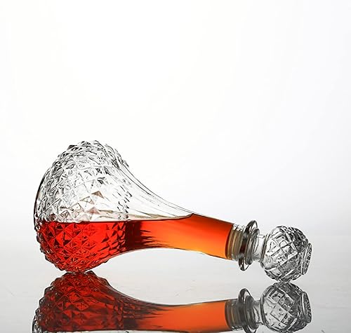 Miniatura 3 de Juego de decantador de whisky y vaso, elegante jarra de licor de 27 onzas con tapón de vidrio sólido adornado y 2 vasos de hielo de whisky a juego,