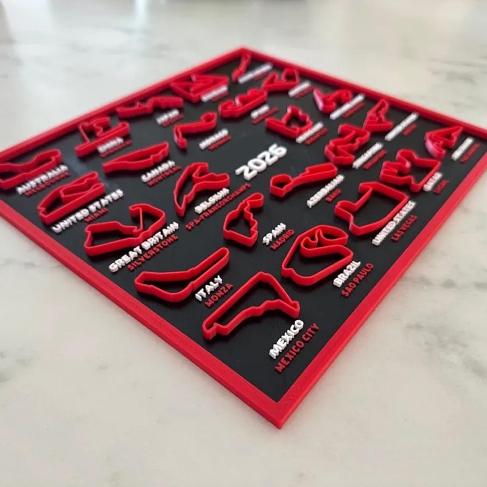 Calendrier de compétition 2026 Motorsport imprimé 3D Calendrier de suivi des dates de tournoi pour fans de sport Collector Wall Deck