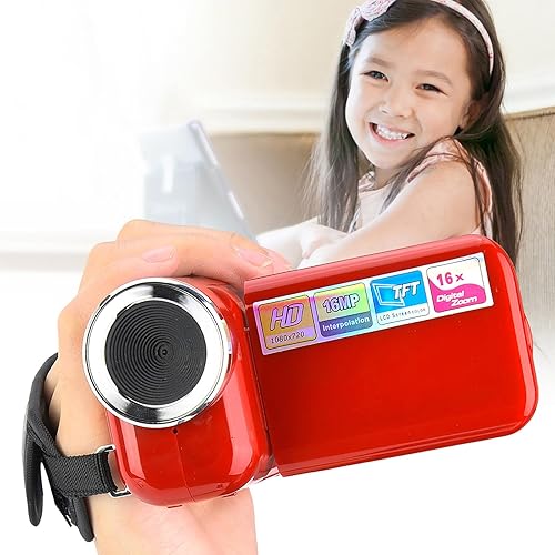 Miniatura 3 de Bindpo Cámara de video digital para niños, 1080P 16M 16X zoom digital DV grabación videocámara con pantalla TFT LCD de 2 pulgadas para fotografía y