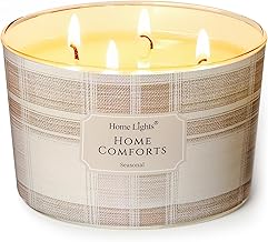 HomeLights Home Comforts Scented Candles | 18oz Soy Candles Rustic Modern 4-Wick Large Candle Jars | Ideal Candle Gifts for Events, Home Decor Stress, Relief & Relaxation