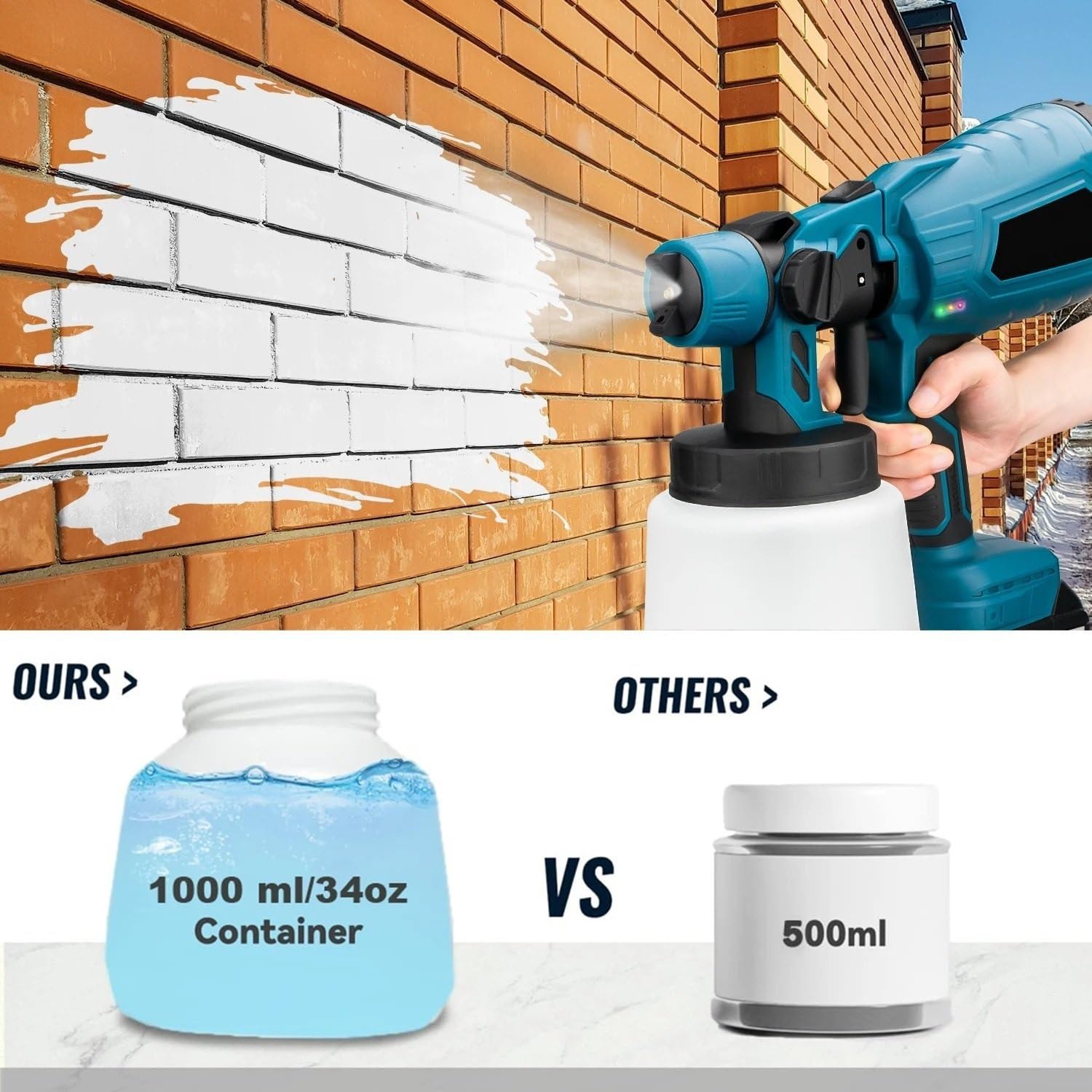 Pulverizadores de pintura PISTOLA DE PULVERIZACIÓN eléctrica inalámbrica , pulverizador pintura HVLP alta potencia, aerógrafo con revestimiento acero para muebles automáticos Pistola de Pulverización