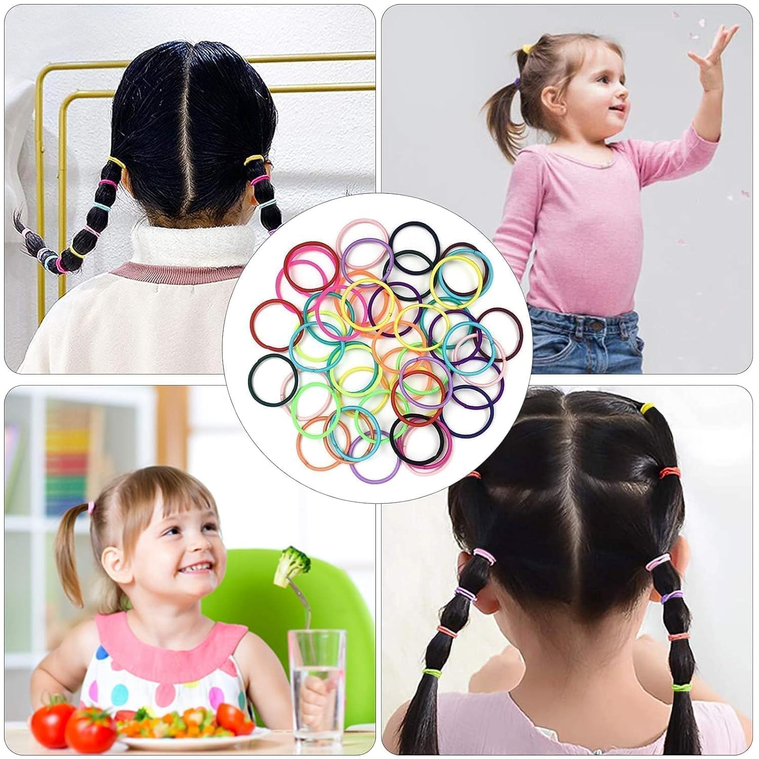 200PCS Elastic Hair Ties, No Crease Ponytail Holders for Baby Girls Toddler, Multicolor, Hair Accessories for Girls, Gifts Box