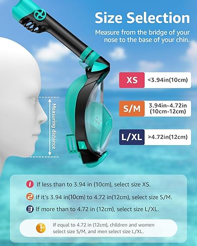 Miniatura 5 de WSTOO Full Face Snorkel Mask, Dry Top Snorkeling Gear for Adults, 180° Panoramic Foldable Design with Camera Mount, Safe Mouth/Nose Breathing,