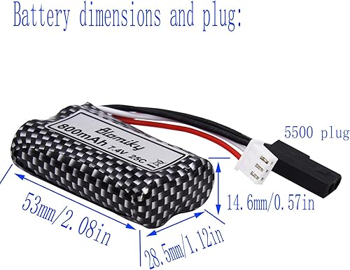 Miniatura 3 de Blomiky Paquete de 2 baterías recargables de iones de litio de 7.4 V 800 mAh con enchufe 5500 de repuesto para XLH 9135 9136 9137 9138 9145 9130 RC