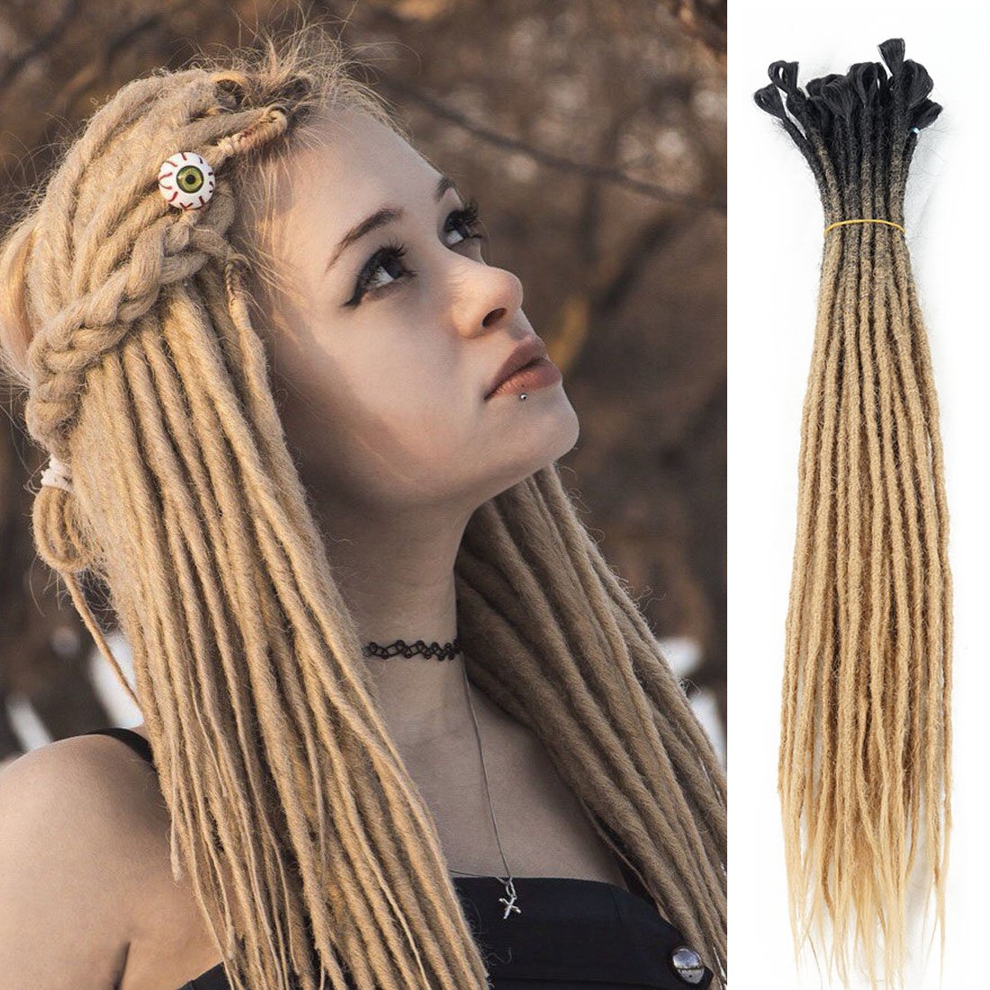 Synthetic Handmade Dreads dreadlock extensions reggae hair from nepal for hippie tribal 24inch