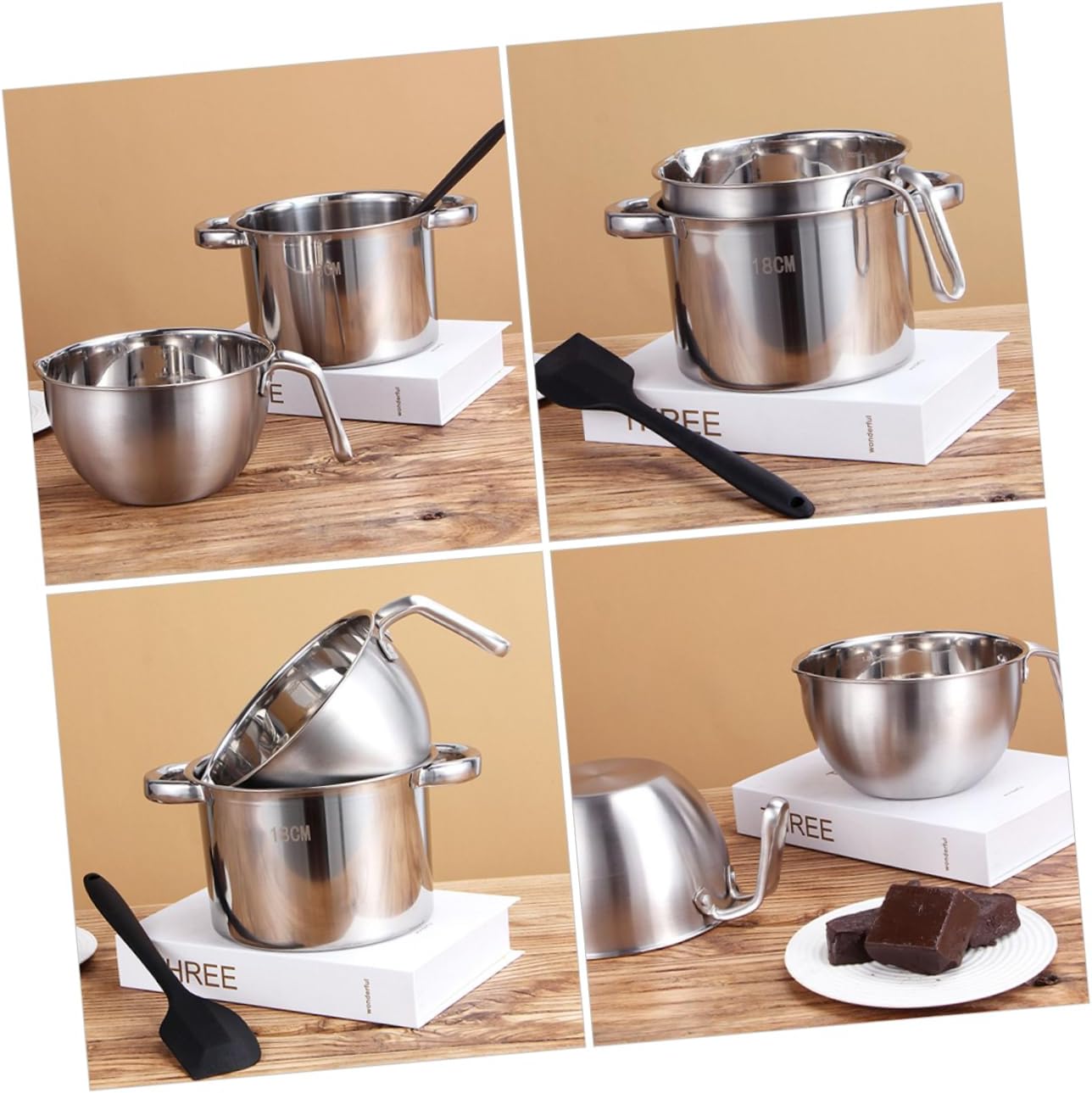 OUNONA 1set Melting Pot Candy Melts Double Boiler Pot for Butter Cheese Sweets Heat Resistant Easy to Clean Space Saving for Kitchen