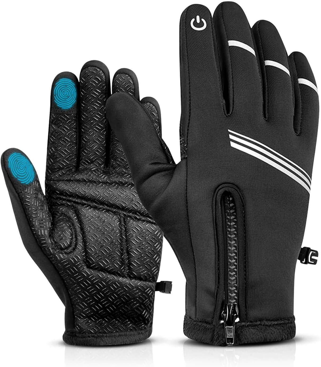 HIKENTURE Winter Cycling Gloves for Men and Women - Thermal Full Finger Bike Gloves(Black S)