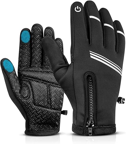 Hikenture. Guantes de ciclismo de invierno, para hombres y mujeres. Guantes térmicos para bicicleta con dedos completos, para pantallas táctiles,