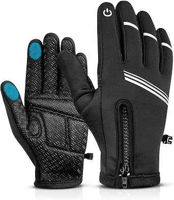 Hikenture Winter Cycling Gloves for Men and Women - Thermal Full Finger Bike Gloves - Touch Screen Windproof Warm Non-Slip Road Mountain Bicycle Gloves for Running,Driving,Hiking,and Skiing