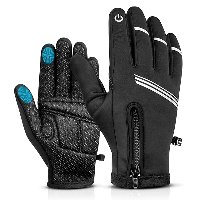 Hikenture Winter Cycling Gloves for Men and Women - Thermal Full Finger Bike Gloves - Touch Screen Windproof