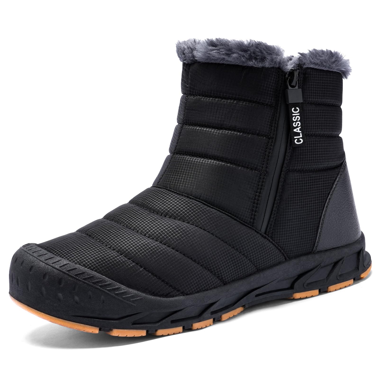 TRAILBLITZ Men's Snow Boots Winter Water Resistant Non-Slip Faux Fur Lined | Lightweight Comfortable Mid-Top Walking Shoes Zipper Closure Slip Resistant Cold Weather Outdoor Hiking Casual