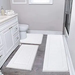 Pauwer 3 Piece Plush Bath Mat Set, Non Slip Shaggy Bathroom Rugs with U-Shaped Contour Toilet Mat for Bedroom Living Room