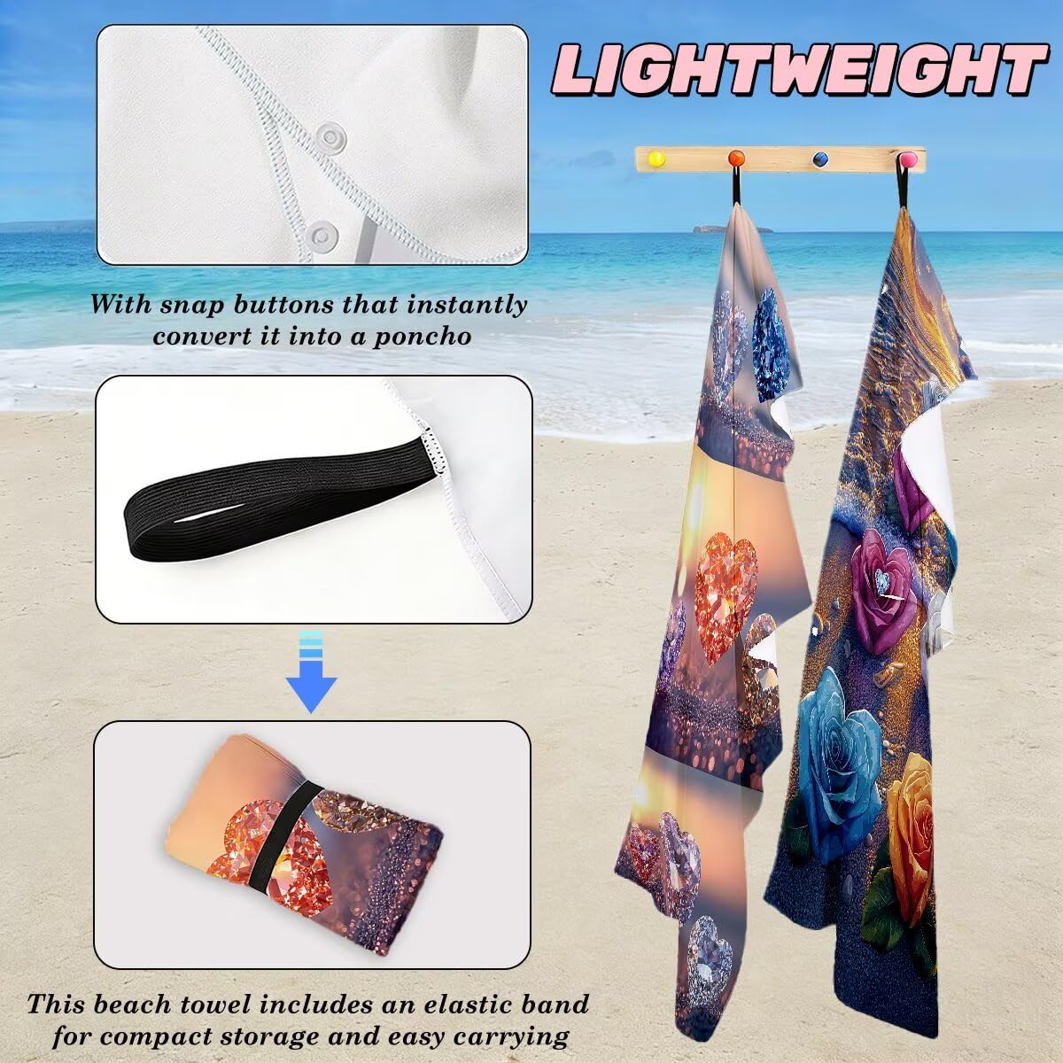 Ręcznik plażowy XXL, 90 x 180 cm, zestaw 2 szt., ręcznik plażowy z mikrofibry, szybkoschnący, ręcznik do sauny, fitness, ręcznik plażowy, do sauny, duży ręcznik kąpielowy, prezent dla kobiet -4411