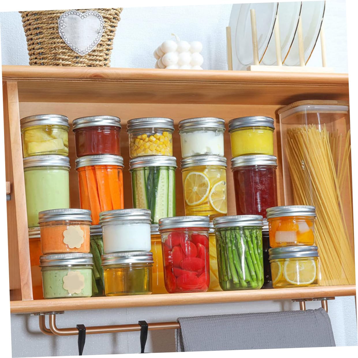 Alipis 5 Set Barattoli Trasparenti Contenitori Per Conservare Snack E Spezie Barattoli Ermetici Per Cucina E Casa 6 Pezzi*5