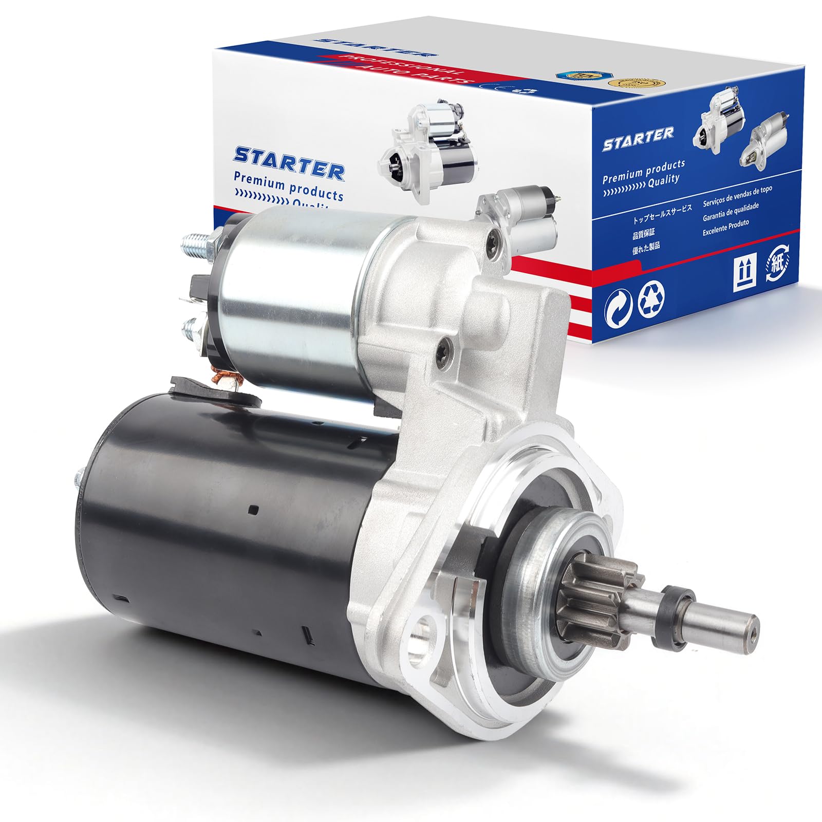 View 1 of 16450N Starter Motor Compatible with Porsche 914 1974-1975 1.8L, Volkswagen Beetle 1970-1979 1.6L, Super Beetle 1972-1980 1.6L, 111911023, BAA-911-023B, 6004AA0021