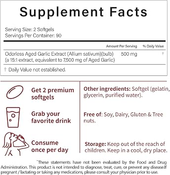 Aged Garlic Extract - Odorless - 180 Softgels | Non-GMO, Gluten-Free | Supports Immune Health (2)
