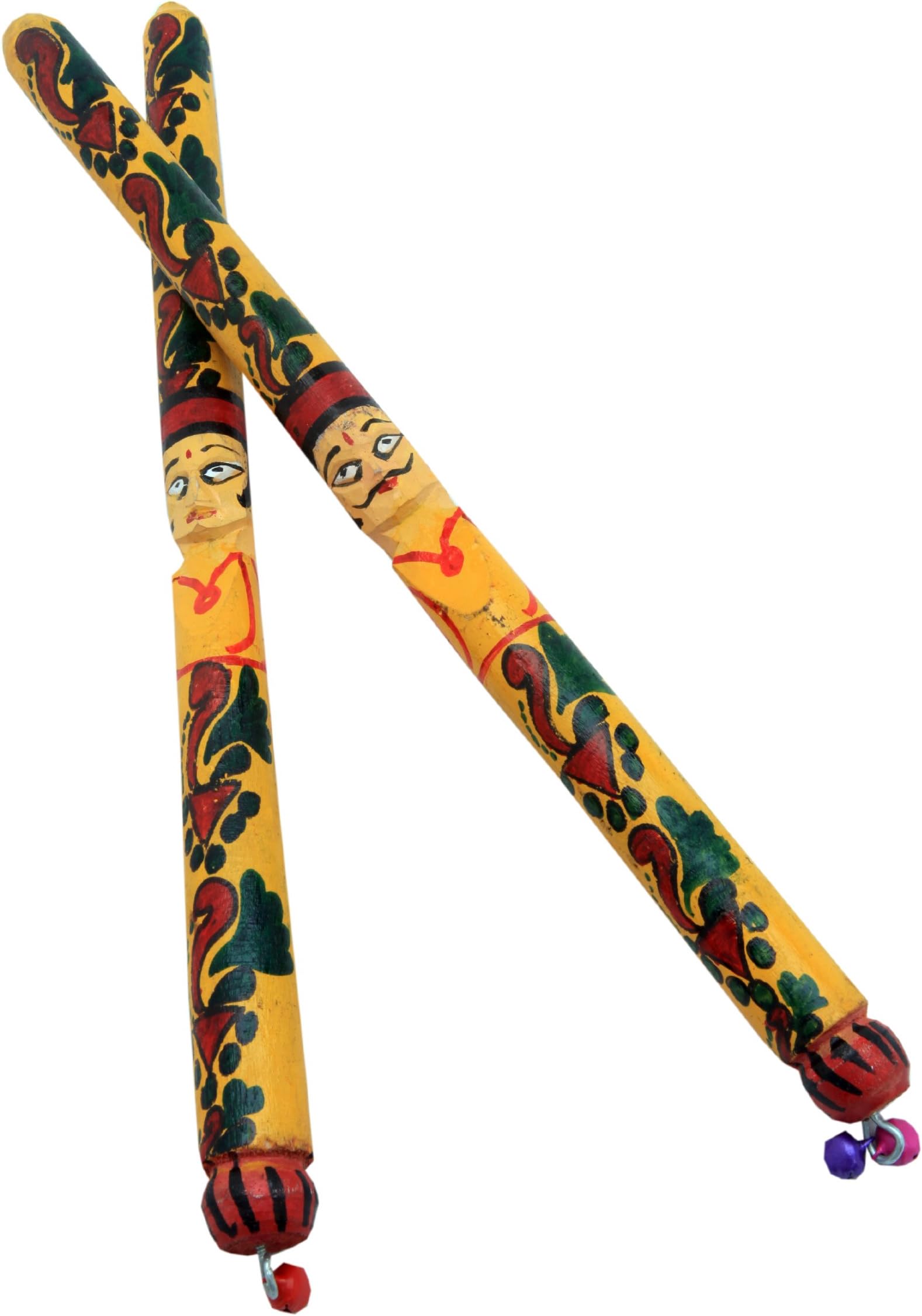 Decorated Wooden Garba Dandiya (Dandia) Sticks to Celebrate Navaratari Set of 2