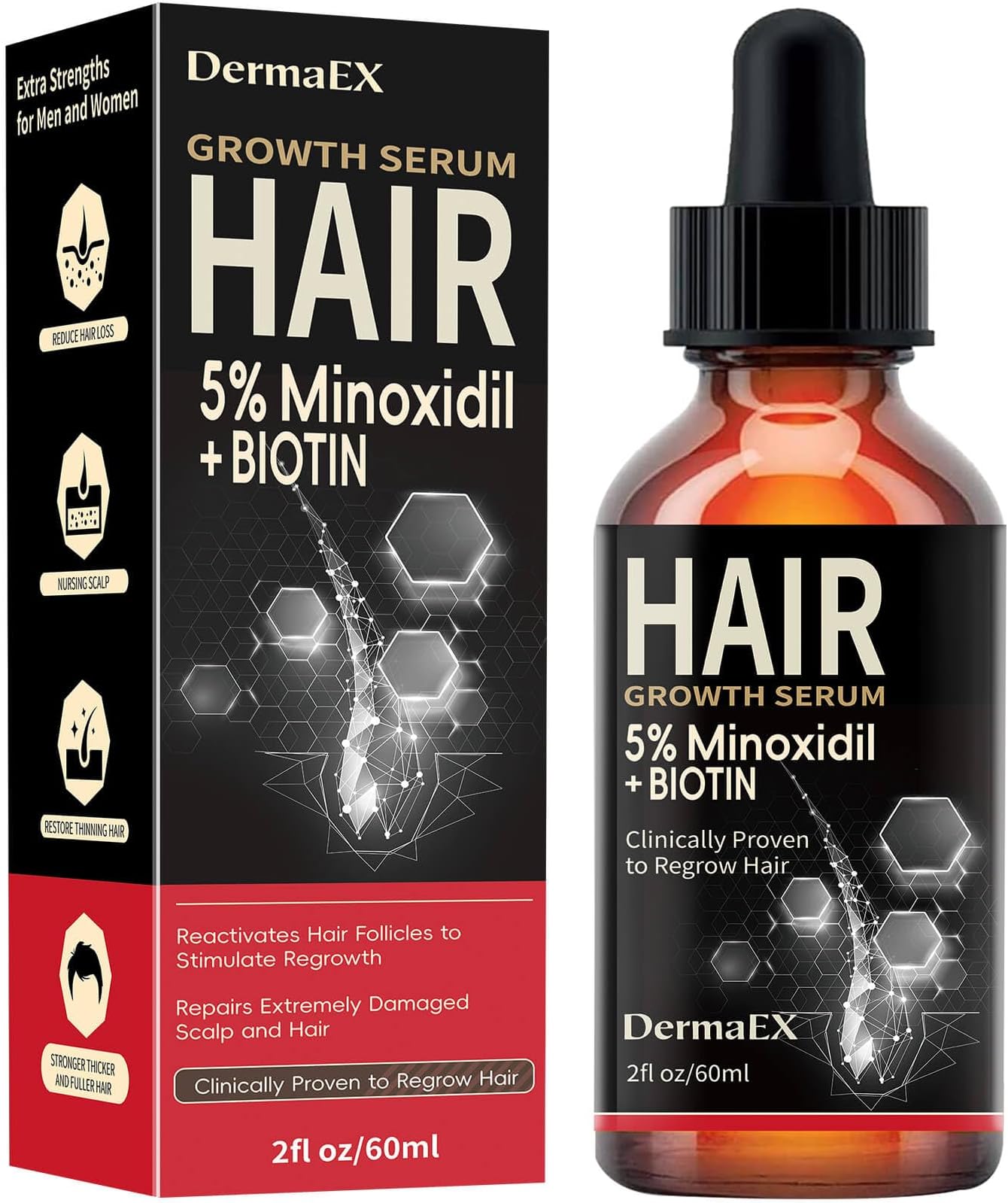 Amazon.com : Hair Growth Serum, 5% Minoxidil & Biotin for Hair Growth ...