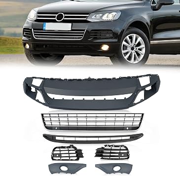 KARPAL Fit for 2011-2014 Volkswagen VW Touareg Front Bumper Cover Side Lower Grille Valance Bezel 7Pcs Set