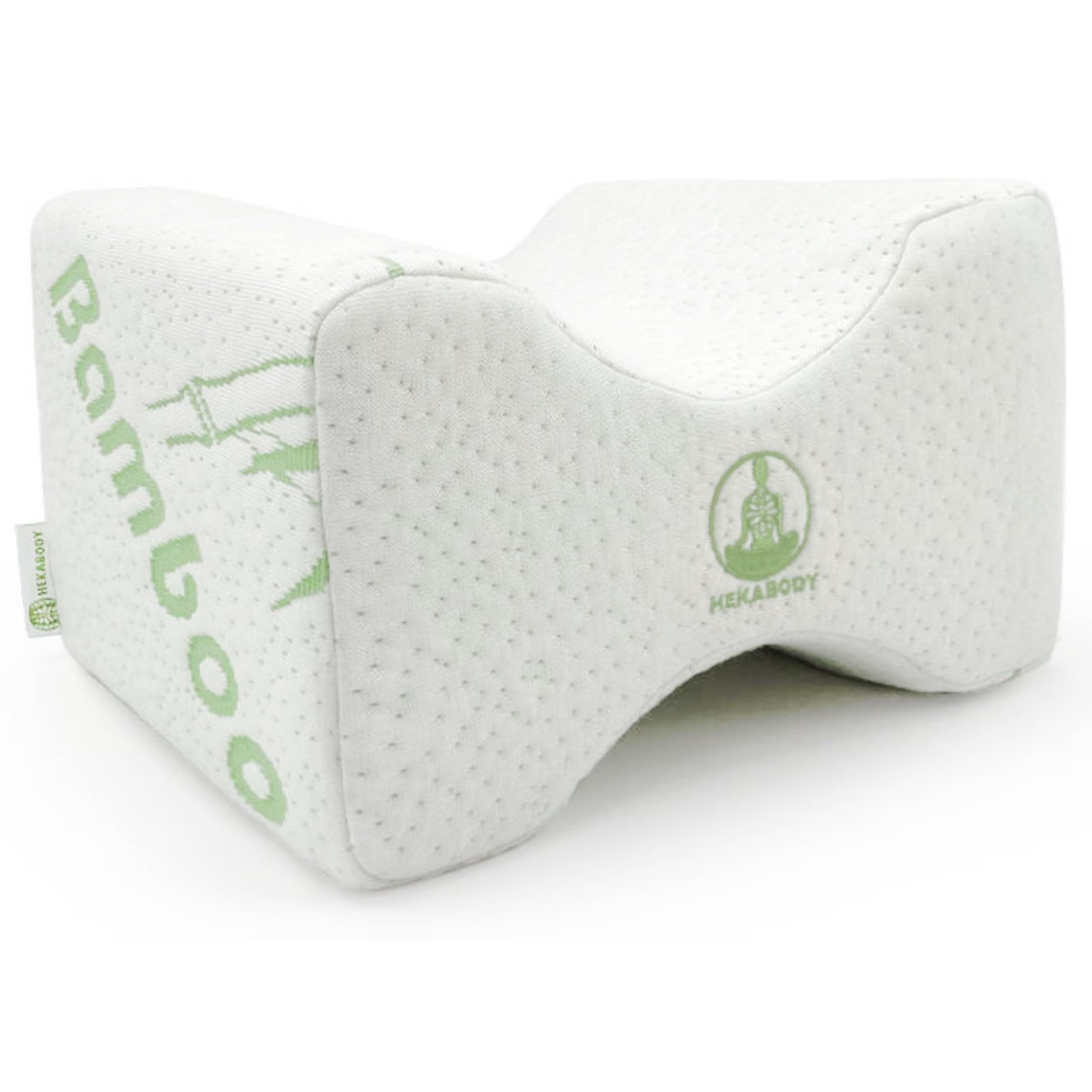 Almohada de Piernas para Dormir de Lado, Cojín Ergonomico para Rodillas, Espuma Viscoelástica Diseñada por Médicos para Aliviar Dolor de Espalda, Ciática y Caderas - Funda Bambú