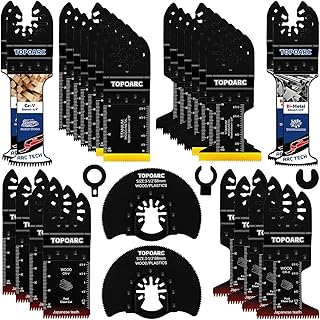 28 PCS Oscillating Saw Blades Quick Release Saw Blades Titanium Multitool Blades for Cutting Wood Plastics Metal, Oscillating Tool Blades Kits Compatible with Dewalt, Bosch, Milwaukee