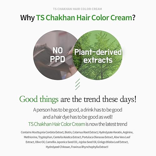 Miniatura 5 de 【Paquete de 2】 TS Chakhan - Crema de color para el cabello, tinte permanente para el cabello para cobertura de canas, sin PPD, sin amoníaco