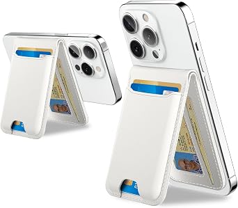 TopMade for Magsafe Wallet, Strongest Magnetic Card Holder with Adjustable Phone Stand, ID Window, Leather Magnetic Phone Wallet for iPhone 17/16/15/14/13/12 Series, RFID Blocking, Fit 6 Cards, White