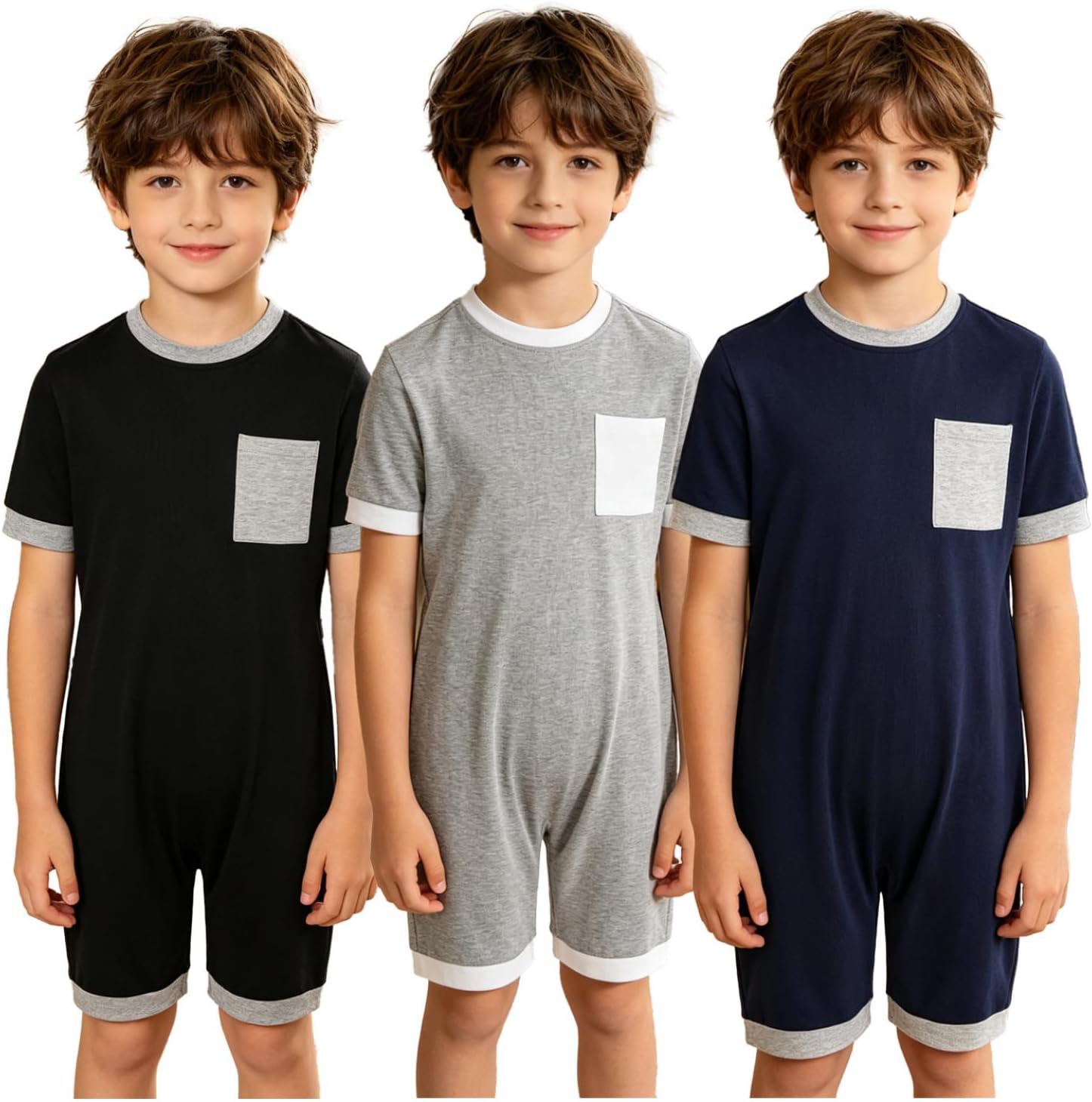 3 Pack Special Needs Adaptive Clothing for Kids Short Sleeve Anti-Strip Romper Zip Back One Piece Jumpsuit Bodysuit
