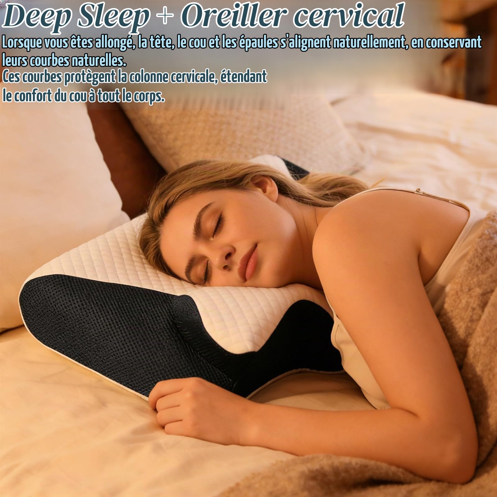 Oreiller Apnée du Sommeil,Oreiller Anti Ronflement Et Apnée Positionnelle,Ergonomique Mousse À Mémoire De Forme Oreillers,pour Dormeurs De Côté, De Dos Et sur Le Ventre3 (Noir)