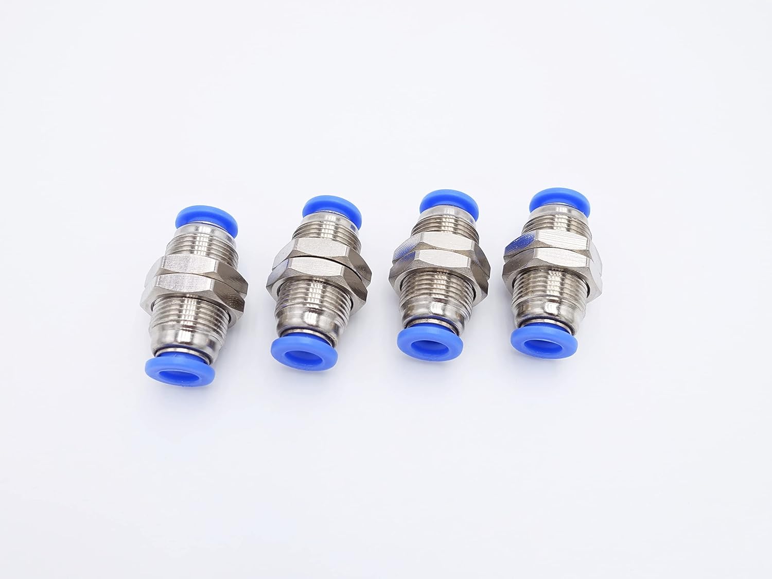 Push to Connect Fitting 1/2" Tube OD, Pneumatic Air Water Bulkhead Union Two Way Connector/Coupler (Pack of 3)