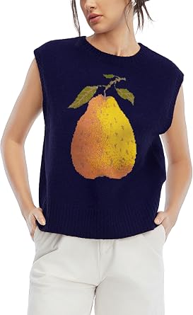 Cropped Sweater Vest for Women Cute Casual Knit Vest for Women Graphic Sleeveless Top Spring Warm Lightweight