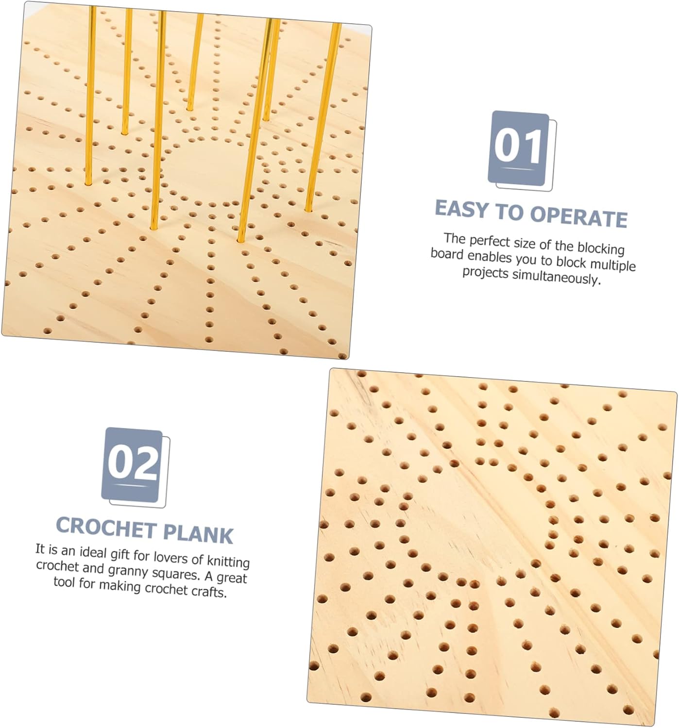 jojofuny Wood Blocking Board for Knitting and Crochet Adjustable Crochet Positional Board for Handmade Crafts 1 Set
