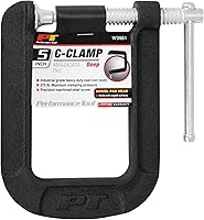 Vista 4 de Performance Tool Abrazadera en C de 5 pulgadas de profundidad W3981 con construcción de hierro fundido pesado y base giratoria extragrande