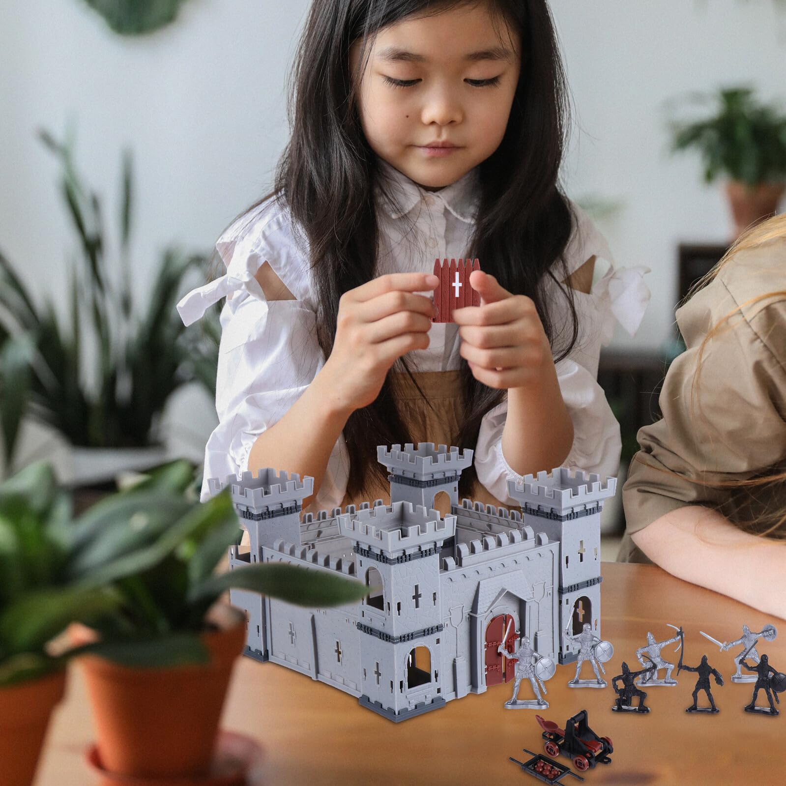 Hohopeti Juego de Construcción de Castillo Ensamblado Soldados Medievales, Figuras de Plástico Ecológico, Set DIY Educativo de Escenario Histórico, Juguete Creativo para Desarrollo