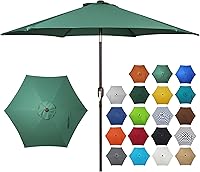 Vista 18 de Blissun - Sombrilla de patio de 7.5 pies, sombrilla de jardín, sombrilla de mercado al aire libre con botón de inclinación y manivela (azul y blanco)