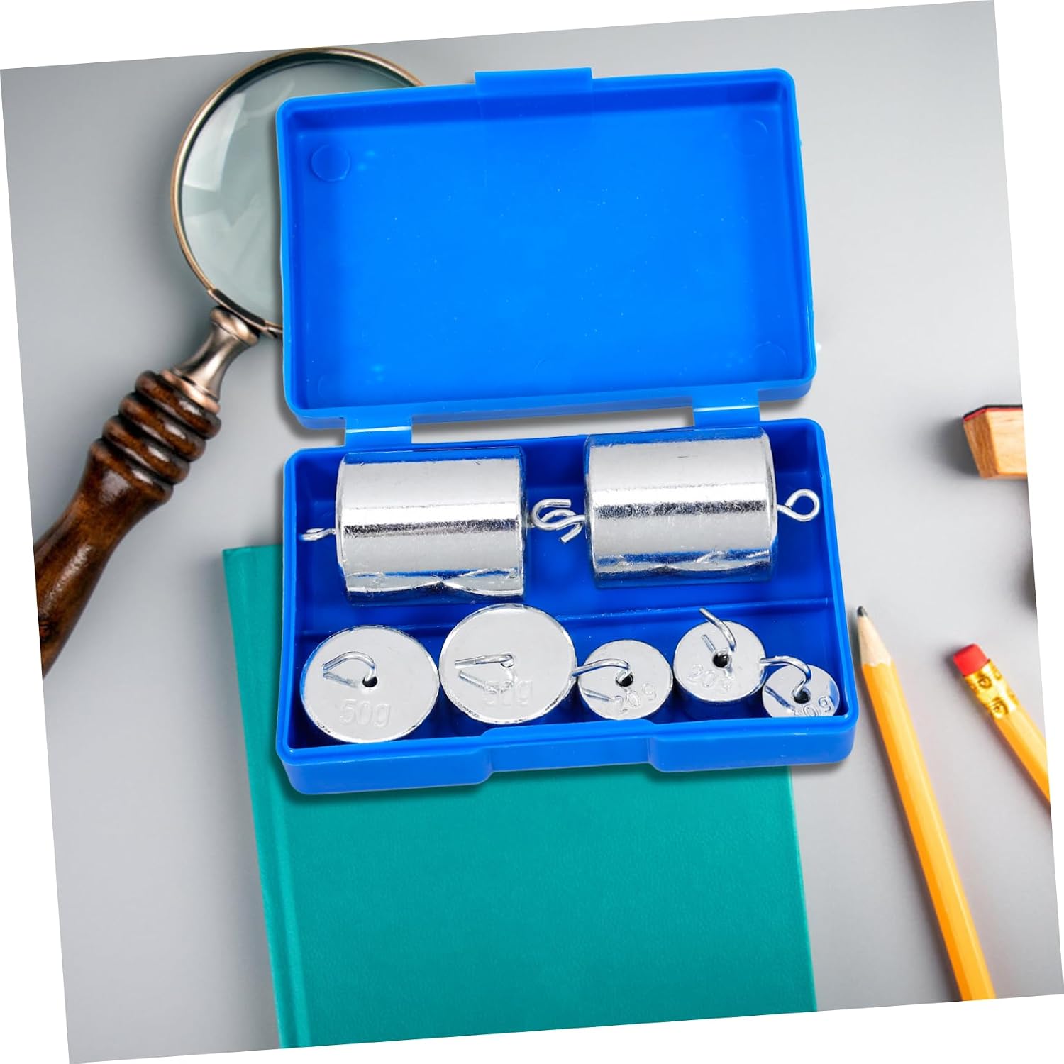 VOSAREA Slotted Mass Set with Hanger Metal Pattern Weights for Physics Experiment Weights with Hooks Lab Weights for Classroom Teaching Scientific Research 7 Pieces 2.36 X 1.18 X 1.18 in