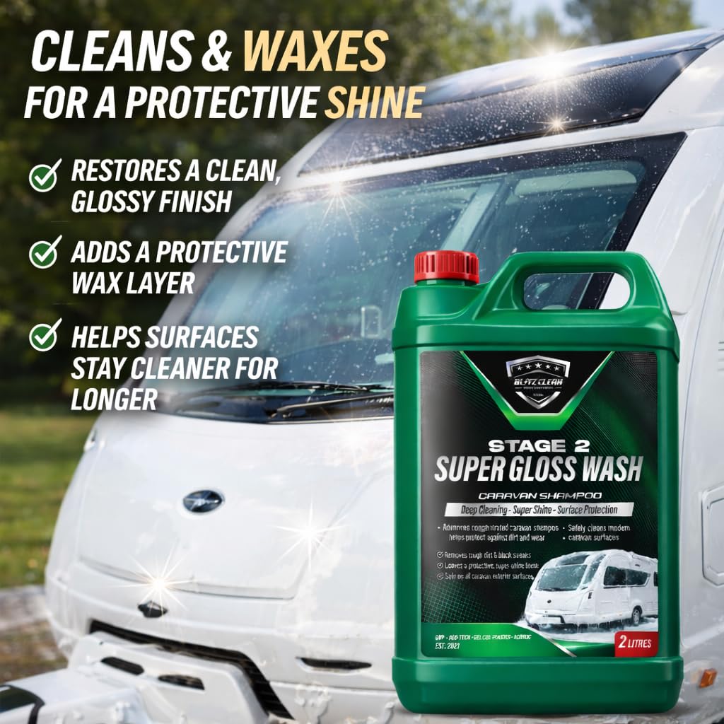 Concentrated Caravan Cleaning Kit with Pump Handheld Sprayer – Stage 1 Pre Wash Cleaner & Stage 2 Super Carnauba Wax Shampoo, Exterior Cleaning for Caravans & Motorhomes(2L Stage 1/Stage 2 + Sprayer) — view 7