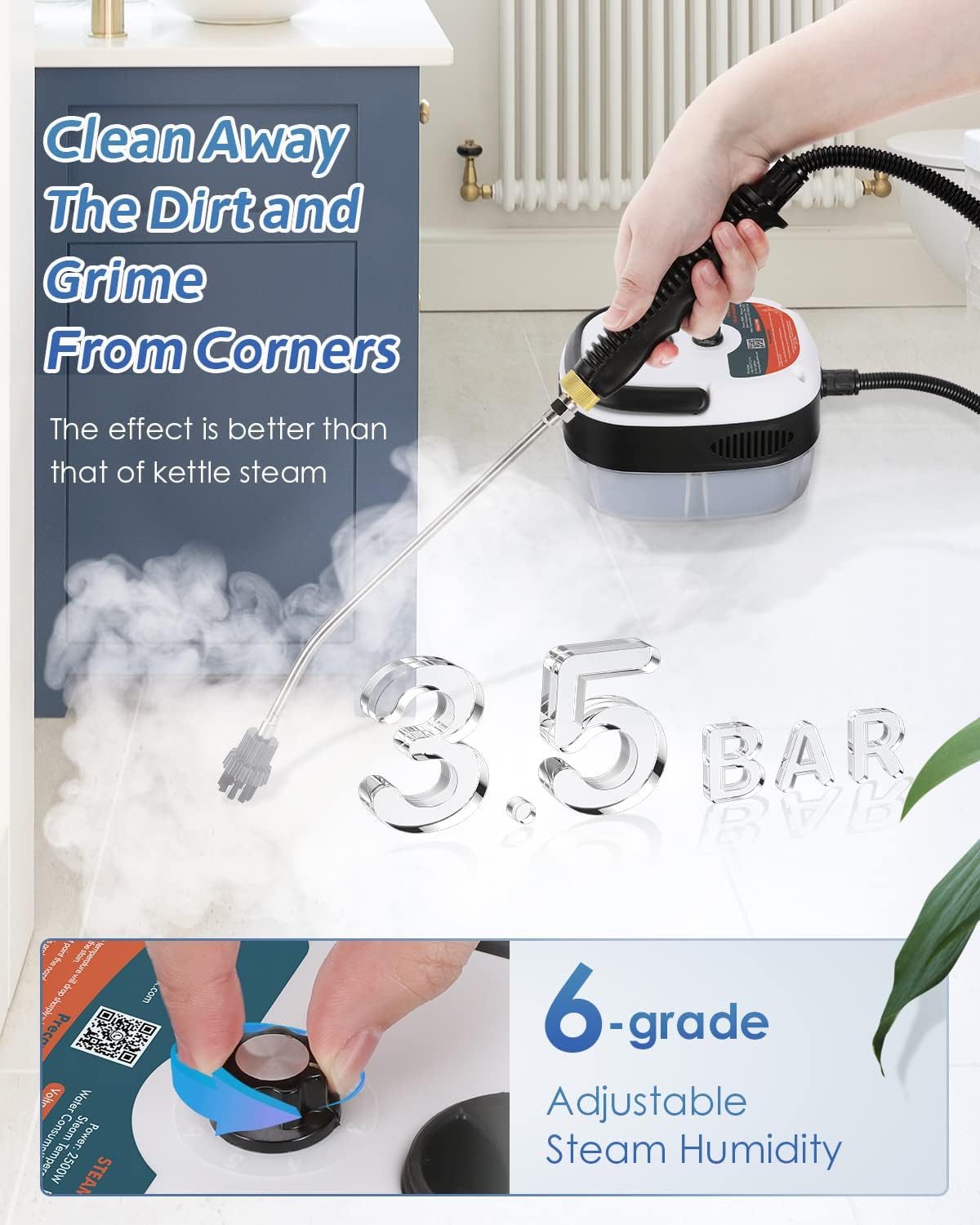 2500W Pressure Steam Cleaner *1, Extra 2 Nylon Brush, 2 Brass Brush